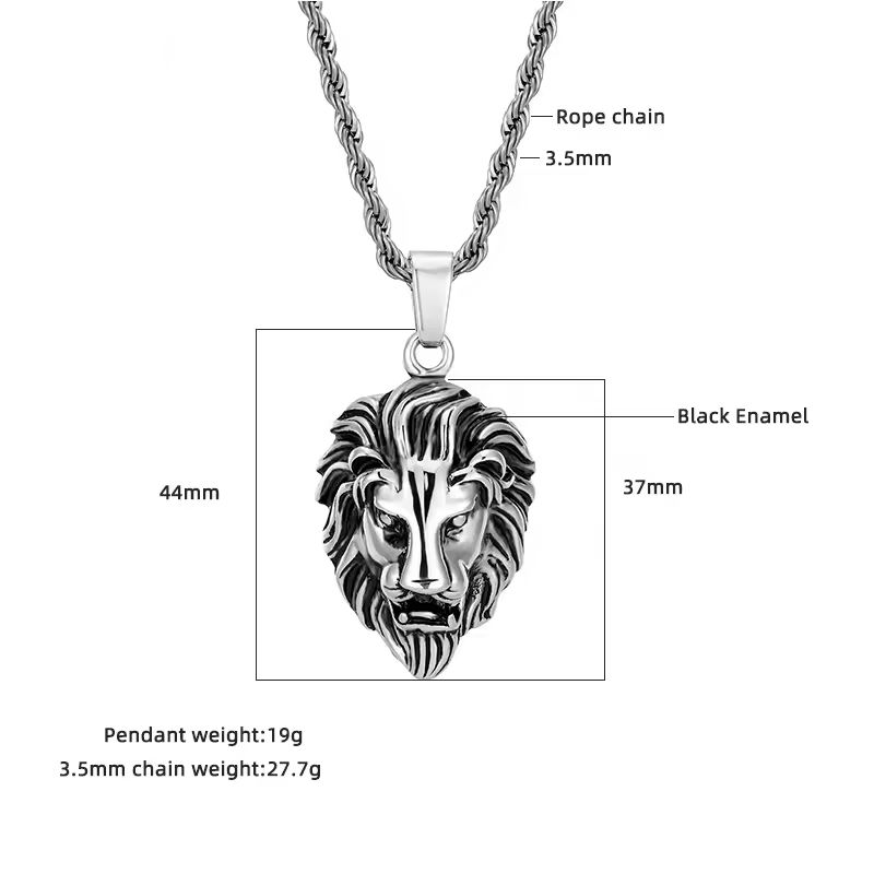 Vintage Lion Head Punk Rock Necklace