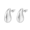 Stainless Steel Stripes Teardrop Earrings