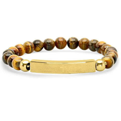 Lord's Prayer Tiger's Eye Stainless Steel Curved Tag Elastic Stainless Steel 