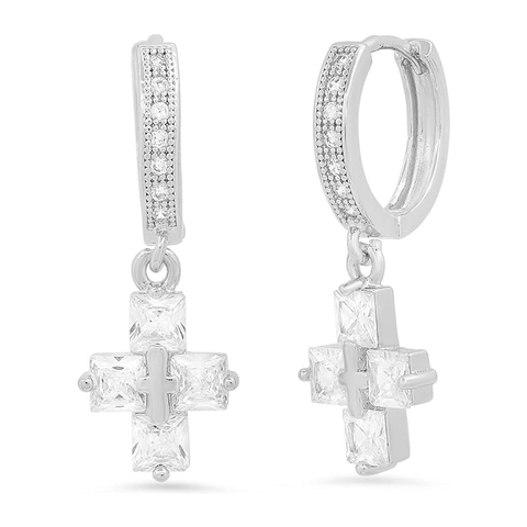 New Fashion Personality Zirconia Cross Earrings Factory Wholesale