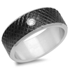 Stainless Steel Ring with Simulated Diamonds