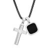 Natural Stone Stainless Steel Cross Pendant