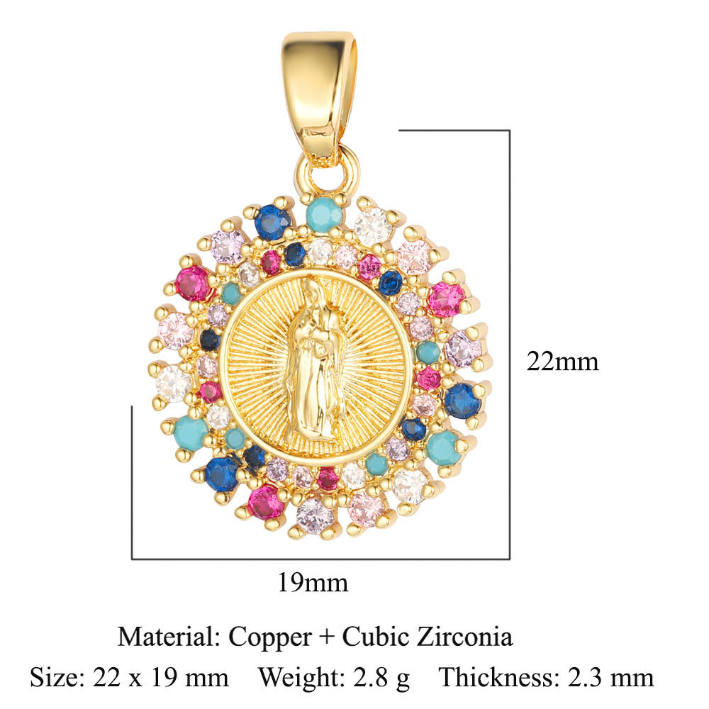 Diamond Virgin Mary Cross Pendant