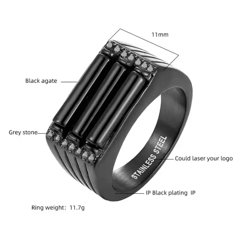 Onyx Stainless Steel Ring