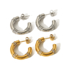 18K Gold Geometric C-Shaped Diamond Earrings