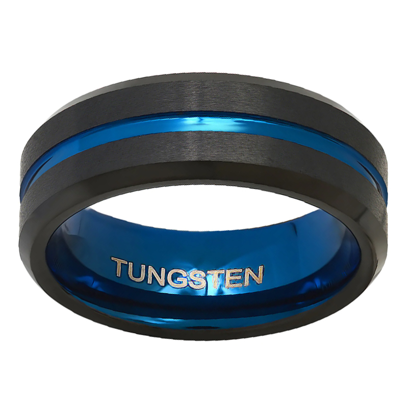 Double Colour Tungsten Steel 8mm Wide Lassa Ring