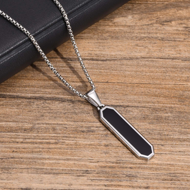 Stainless Steel Black Oil Drip Long Pendant