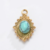 French Marron Court Oval with Natural Stone Pendant