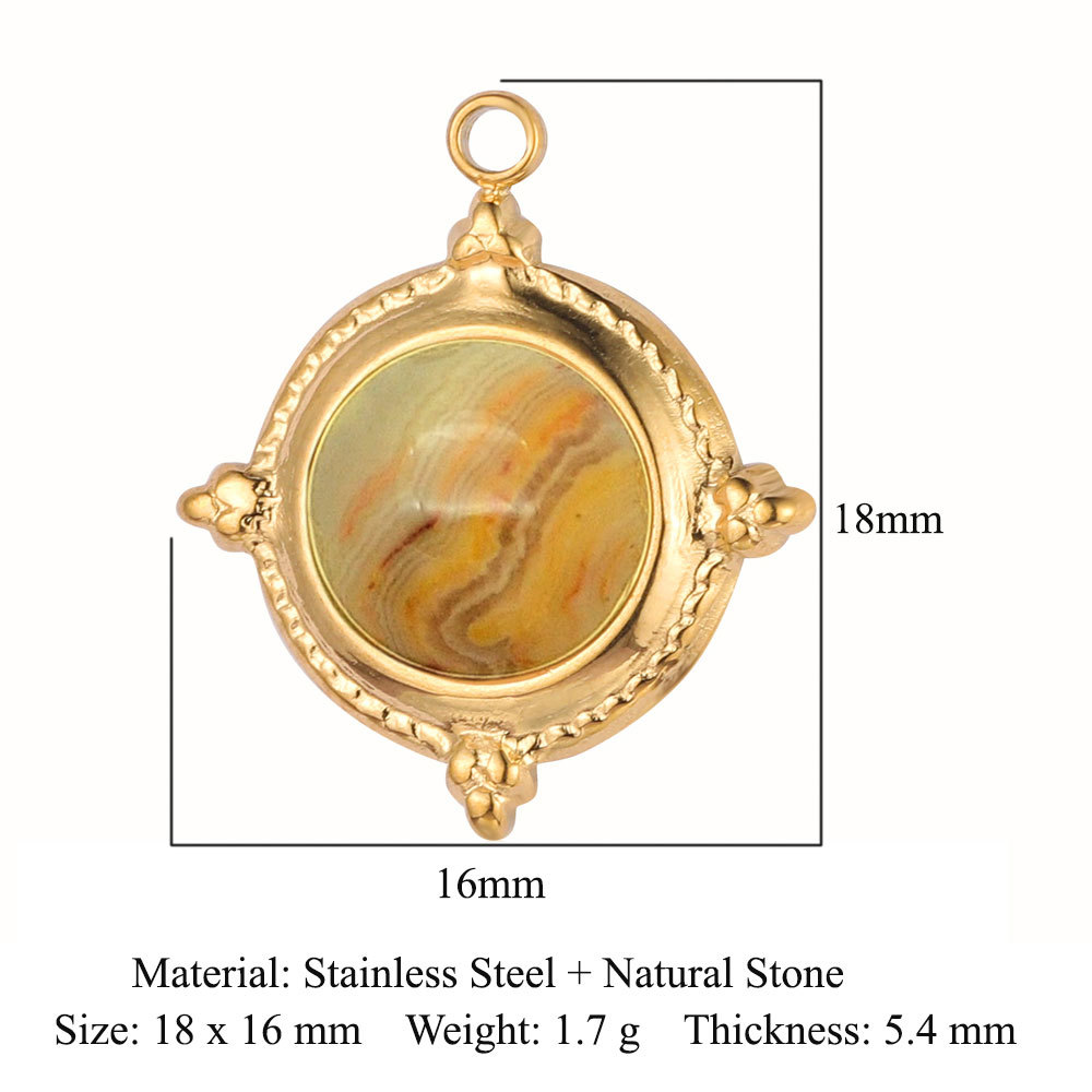 French Vintage Natural Stone Gold Plated Pendant