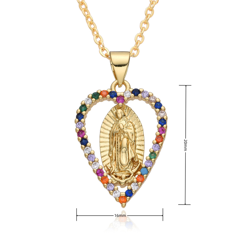 Delicate Love Round Religious Virgin Mary Pendant