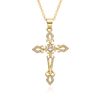 18k Gold Plated Diamond Cross Religious Pendant