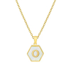 Simple Hexagonal White Shell 26 Letter Pendant