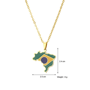 Brazil Map Ethnic Stainless Steel Pendant