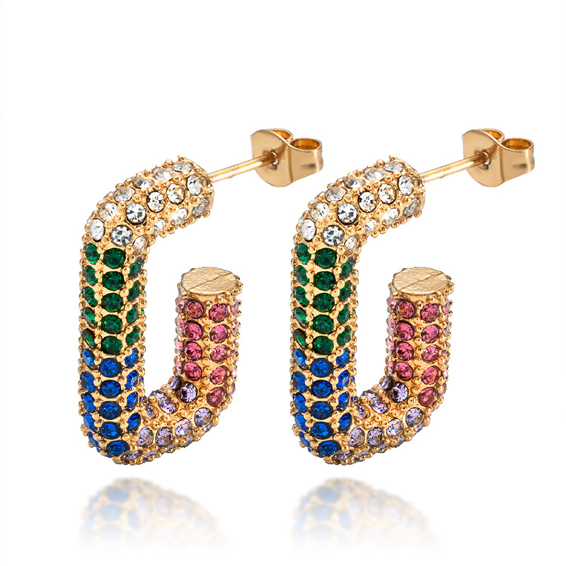 18K gold with diamonds personalized temperament earrings 