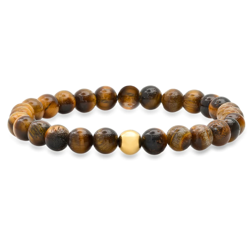 Stainless Steel Tiger Eye Stretch Bracelet