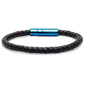 Braided Stainless Steel Clasp Leather Cord Bracelet