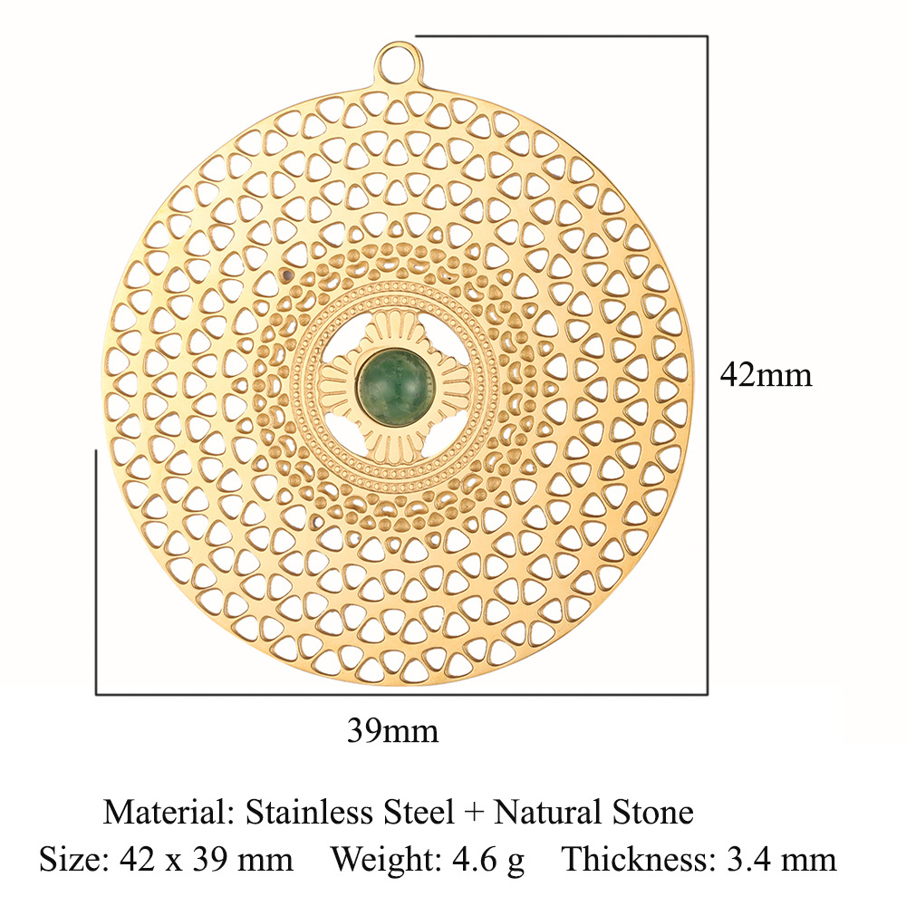 Sun Natural Stone Gold-Plated Pendant