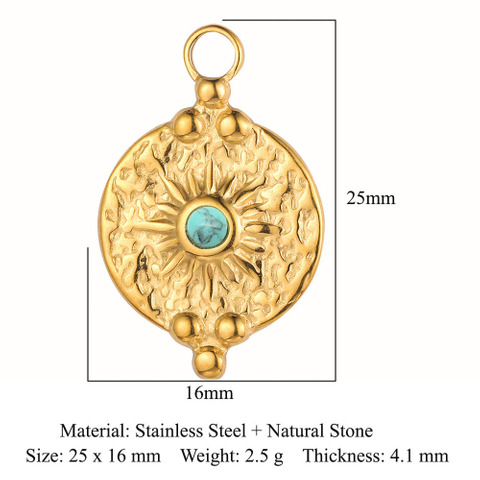 French Vintage Natural Stone Gold Plated Pendant