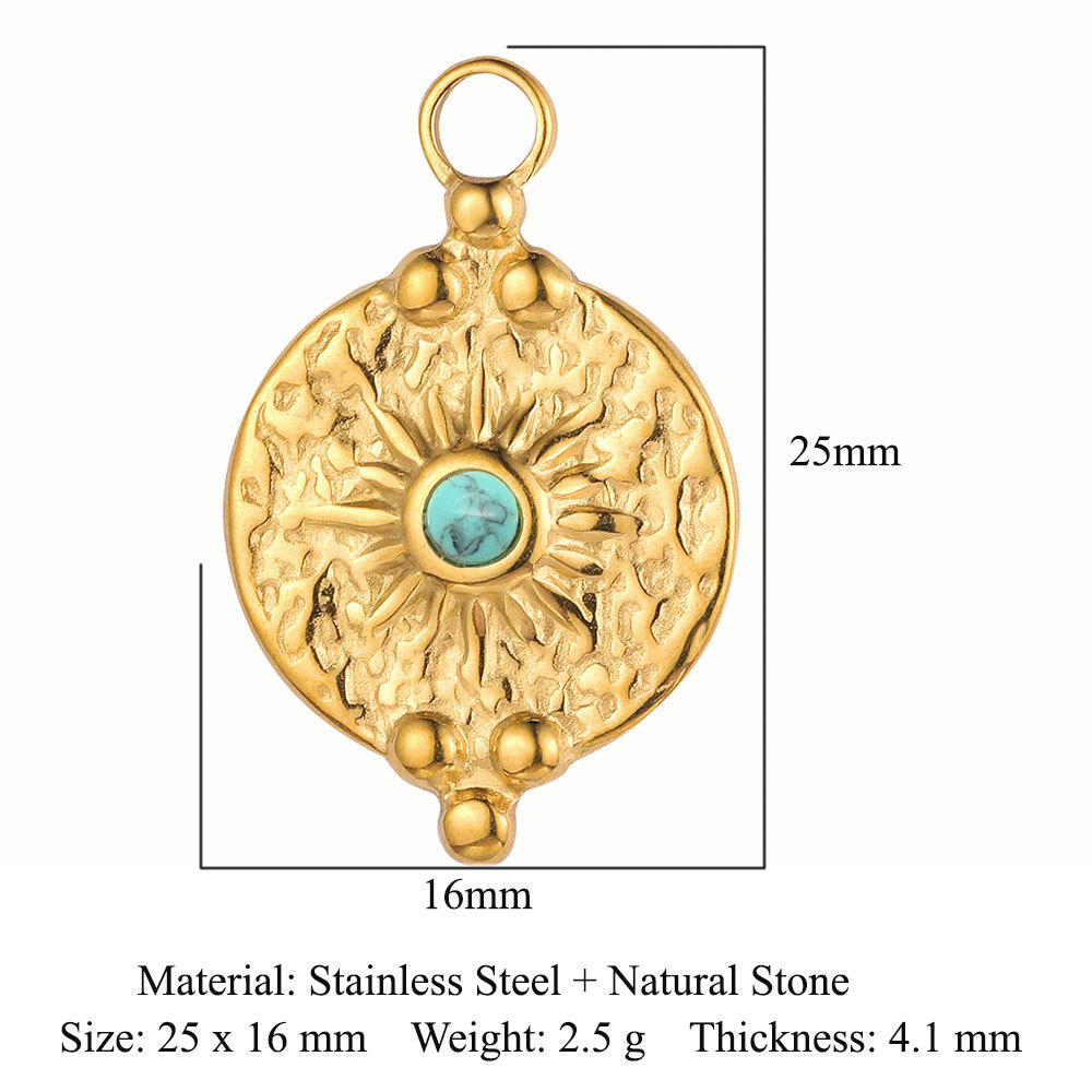 French Vintage Natural Stone Gold Plated Pendant