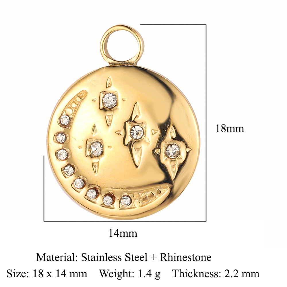 Sun Moon Natural Stone Stainless Steel Pendant