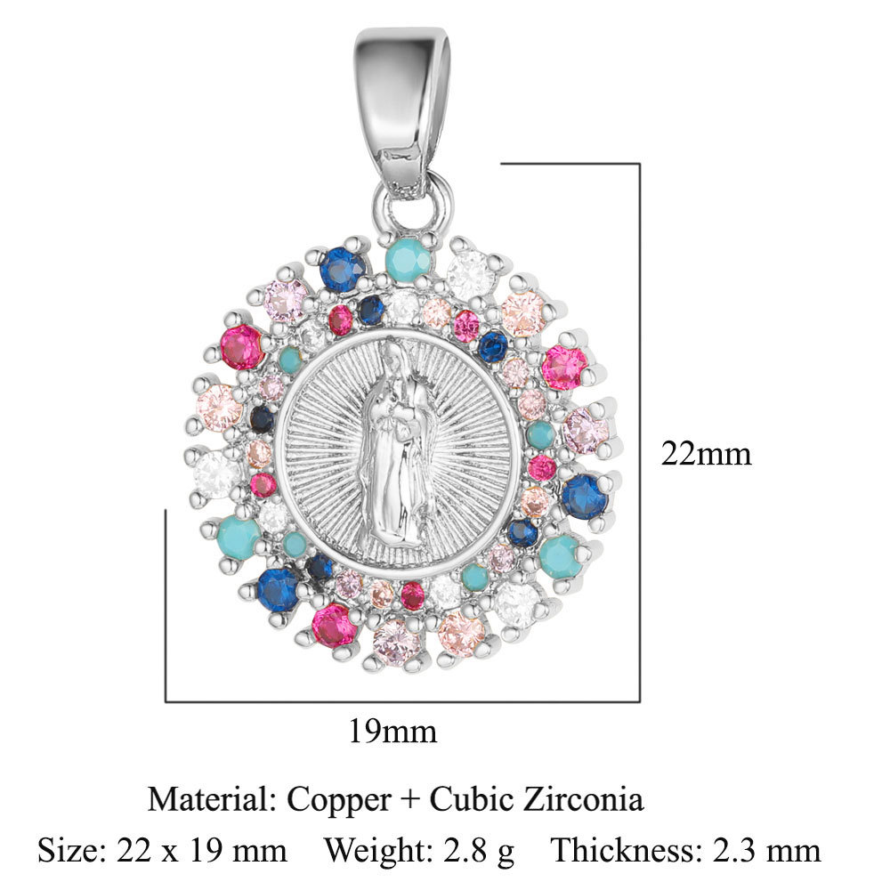 Diamond Virgin Mary Cross Pendant