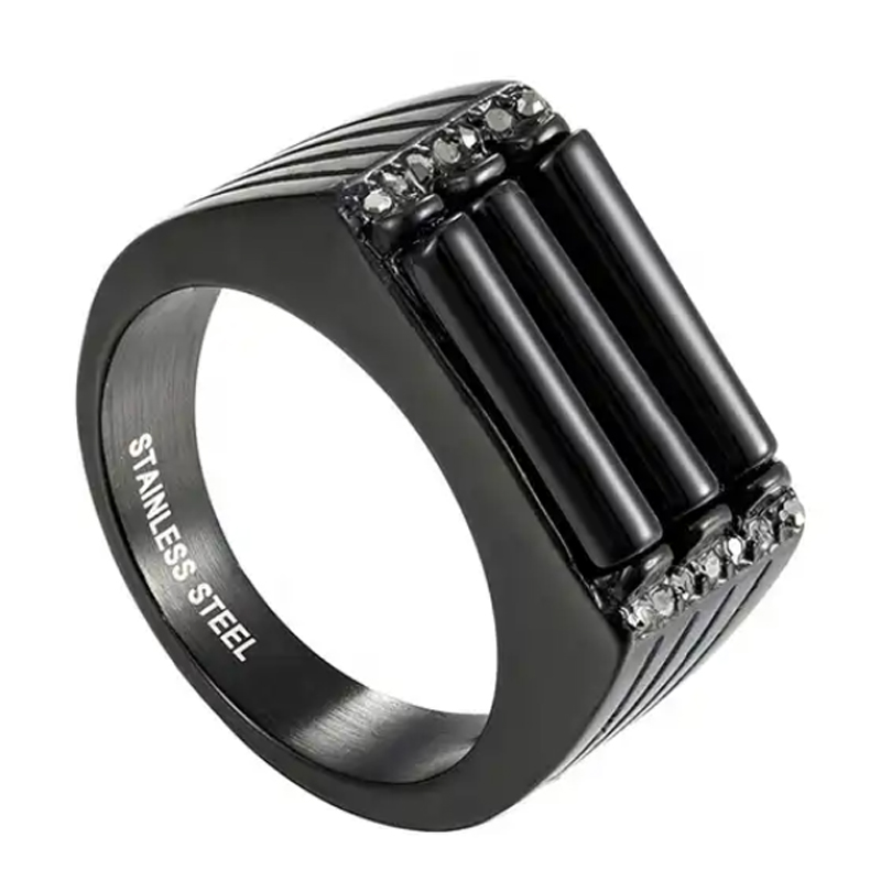 Onyx Stainless Steel Ring