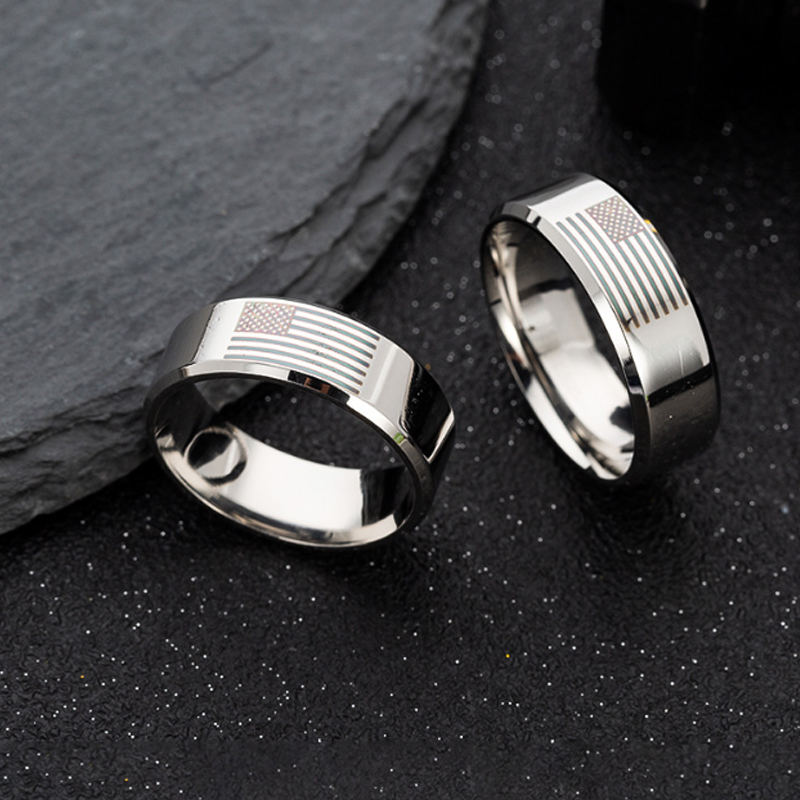 Stainless Steel American Flag Ring