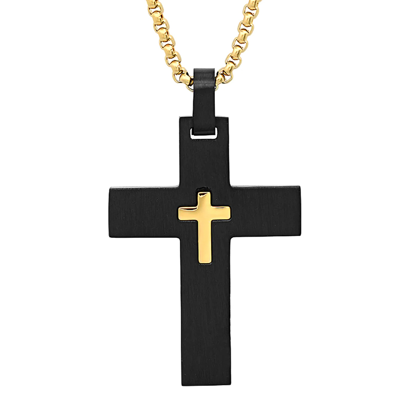 Cross Two Color Plating Pendant