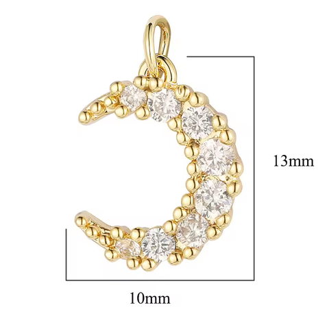 Simple Moon Pendant with Diamonds