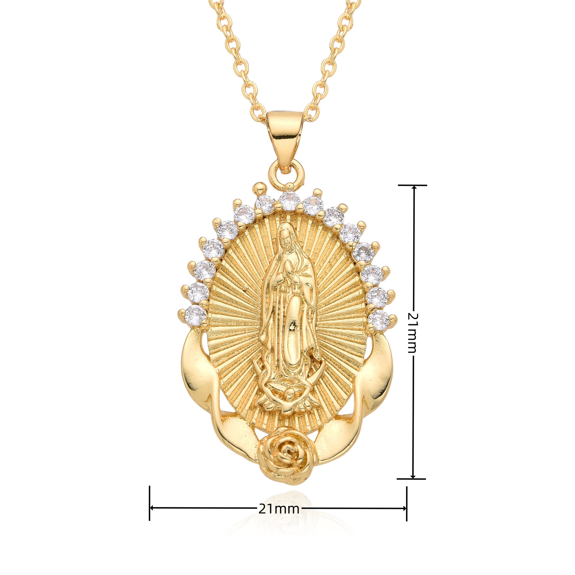 Diamond Set Virgin Mary Pendant with Diamonds