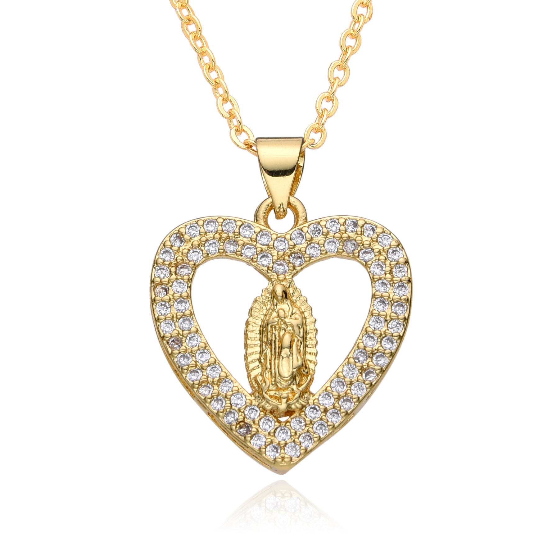 Delicate Love Round Religious Virgin Mary Pendant