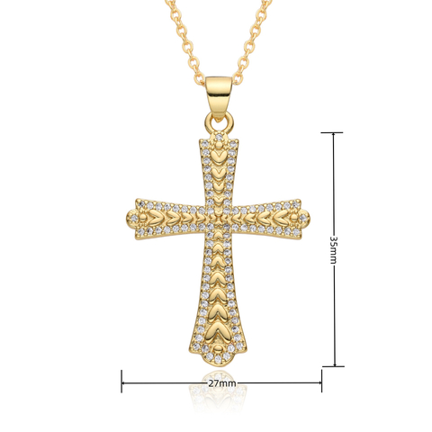 18k Gold Plated Diamond Cross Religious Pendant