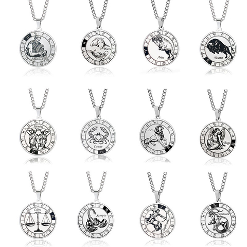 Personalized 12 Zodiac Signs Spinning Couple Necklace