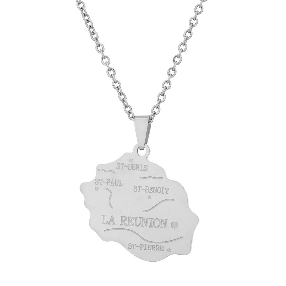 Stainless Steel French Reunion Map Pendant