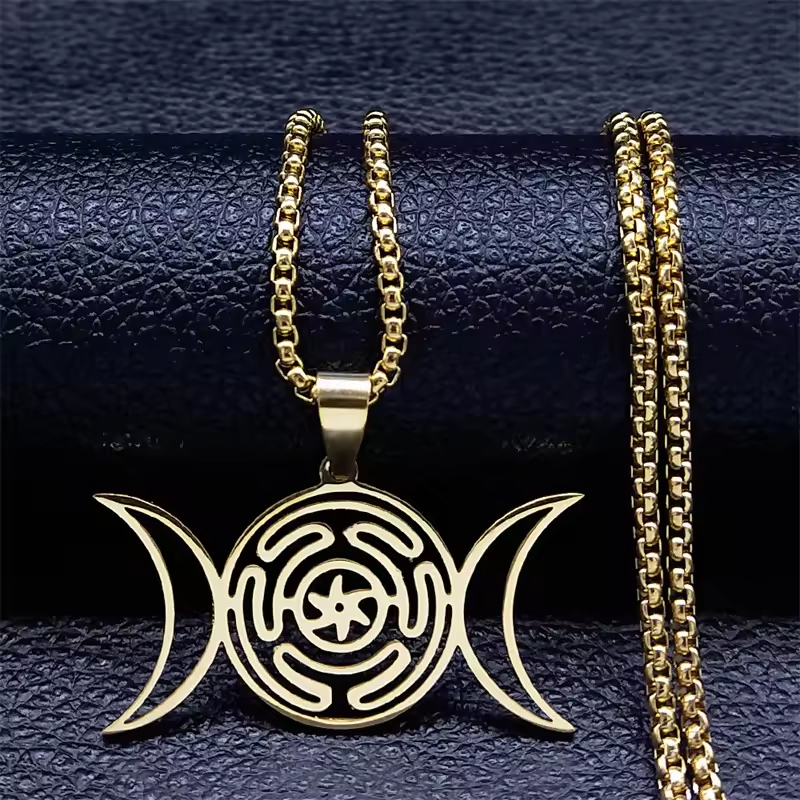 Personalized Double Crescent Labyrinth Pendant