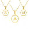 Simple Hexagonal White Shell 26 Letter Pendant