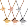 Stainless Steel Double Layer Brushed Butterfly Collarbone Necklace